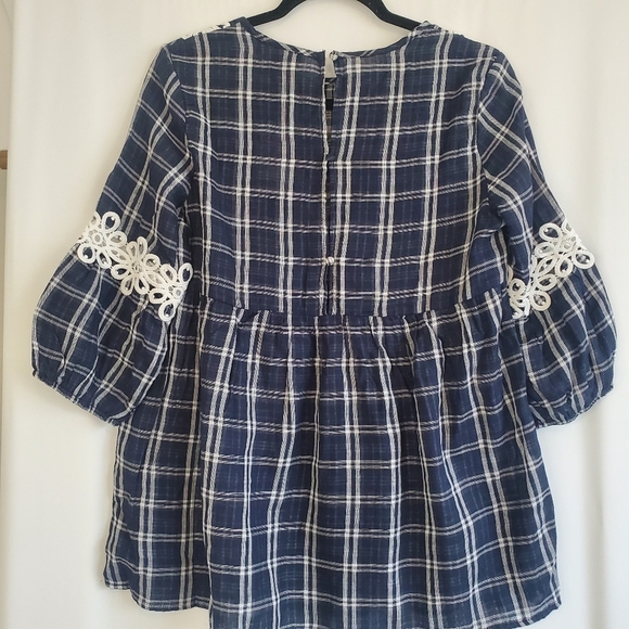 Suzanne Betro Sz M NWT prairie, babydoll empire waist puff sleeve top - Picture 6 of 11